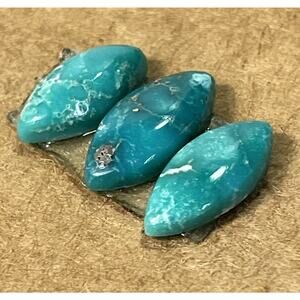 3 Mojave Turquoise Marquise Cabochon Lot 8.5cts Natural Blue Green Gemstones USA